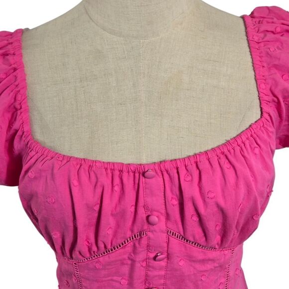 SO Pink Milkmaid Cottage Mini Dress - Picture 2 of 7